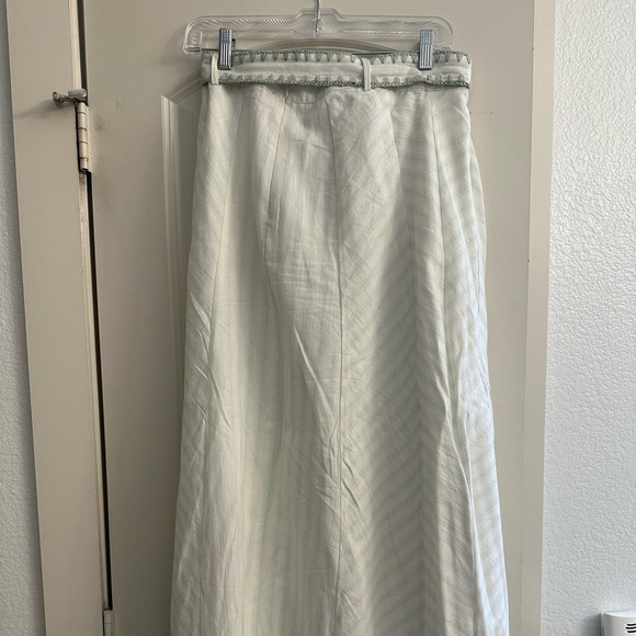Anna Cate Mimi Striped Belted Maxi Skirt in Mint/Aqua M - Picture 3 of 5